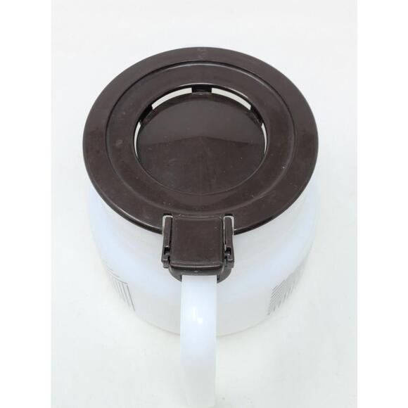 Vintage Arcopal Lines Flowers Milk Glass White Coffee Pot Carafe France - Picture 3 of 5